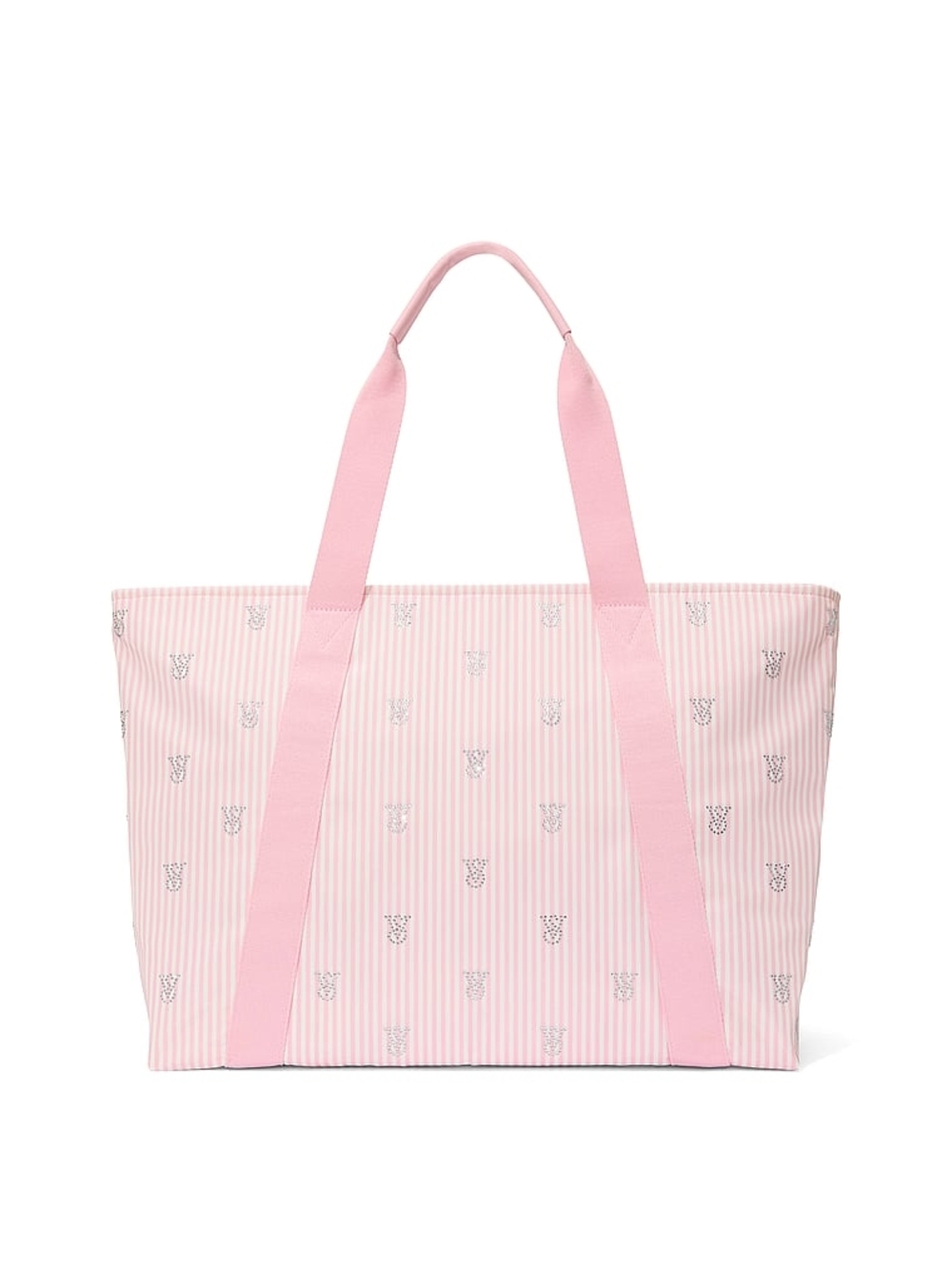 Victoria's Secret Pink & White Striped Heritage Shine Tote Bag